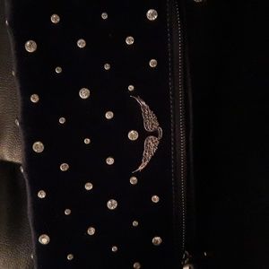 Zadig & Voltaire Women’s Rock Velvet Strass Rhinestone Crossbody Clutch Blue Bag